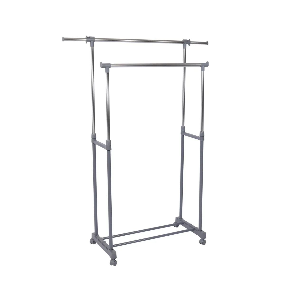 JUST HOME COLLECTION - Perchero Doble Barra con Ruedas Gris