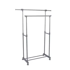 JUST HOME COLLECTION - Perchero Doble Barra con Ruedas Gris