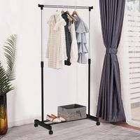 Perchero una Barra con Ruedas Metal Negro