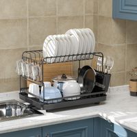 Secaplatos 2 niveles negro 44x33x26,1 cm