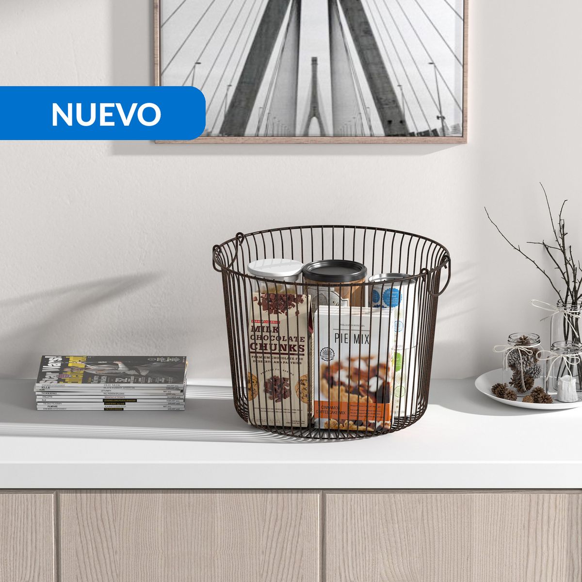 JUST HOME COLLECTION - Canasta 38.4x27.4x38.4 cm Negro