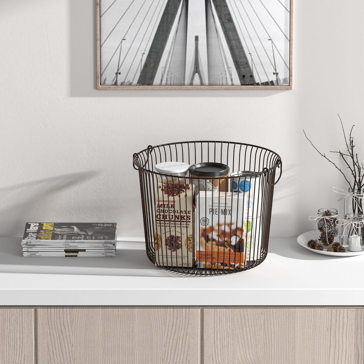 JUST HOME COLLECTION - Canasta 38.4x27.4x38.4 cm Negro