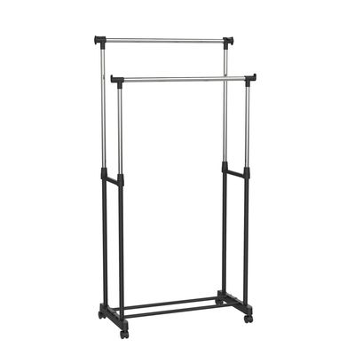 Imagen 2 del producto Perchero Doble Barra con Ruedas Metal Negro