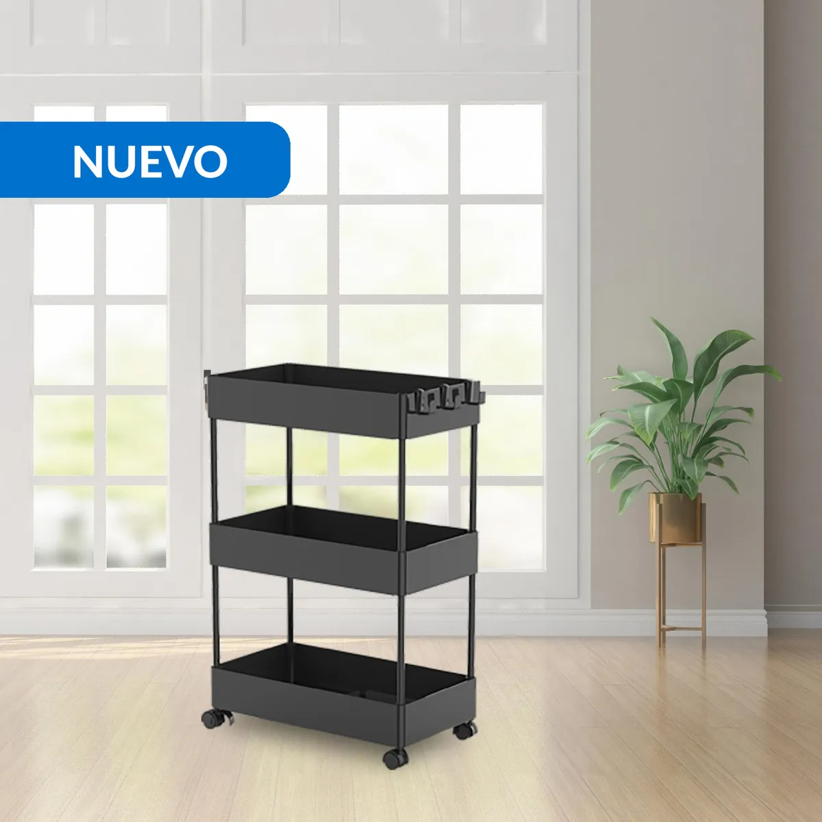 JUST HOME COLLECTION - Carro 40x59.5x22 cm Negro