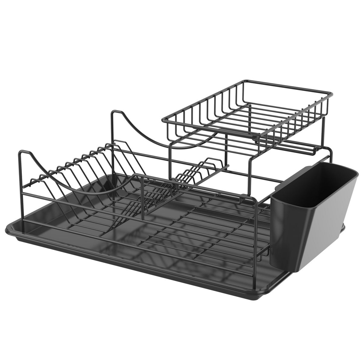 JUST HOME COLLECTION - Secaplatos 2 niveles negro 50,3x25,9x24 cm