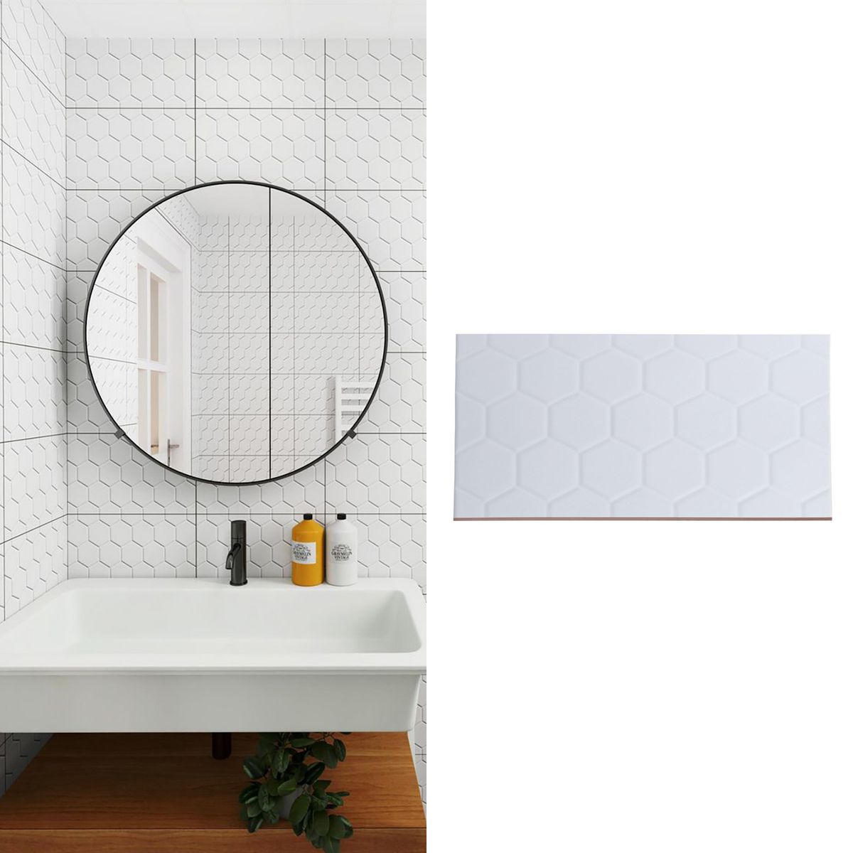 HOLZTEK - Cerámica 25x40 cm Hexagon Blanco 1.5 m2