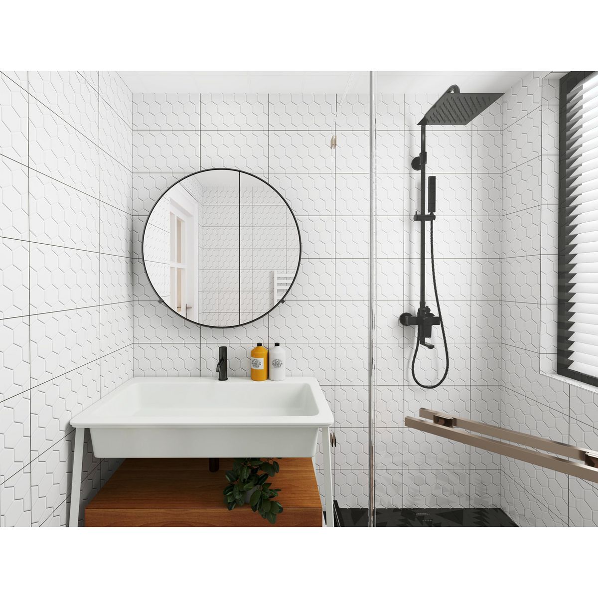 HOLZTEK - Cerámica 25x40 cm Hexagon Blanco 1.5 m2