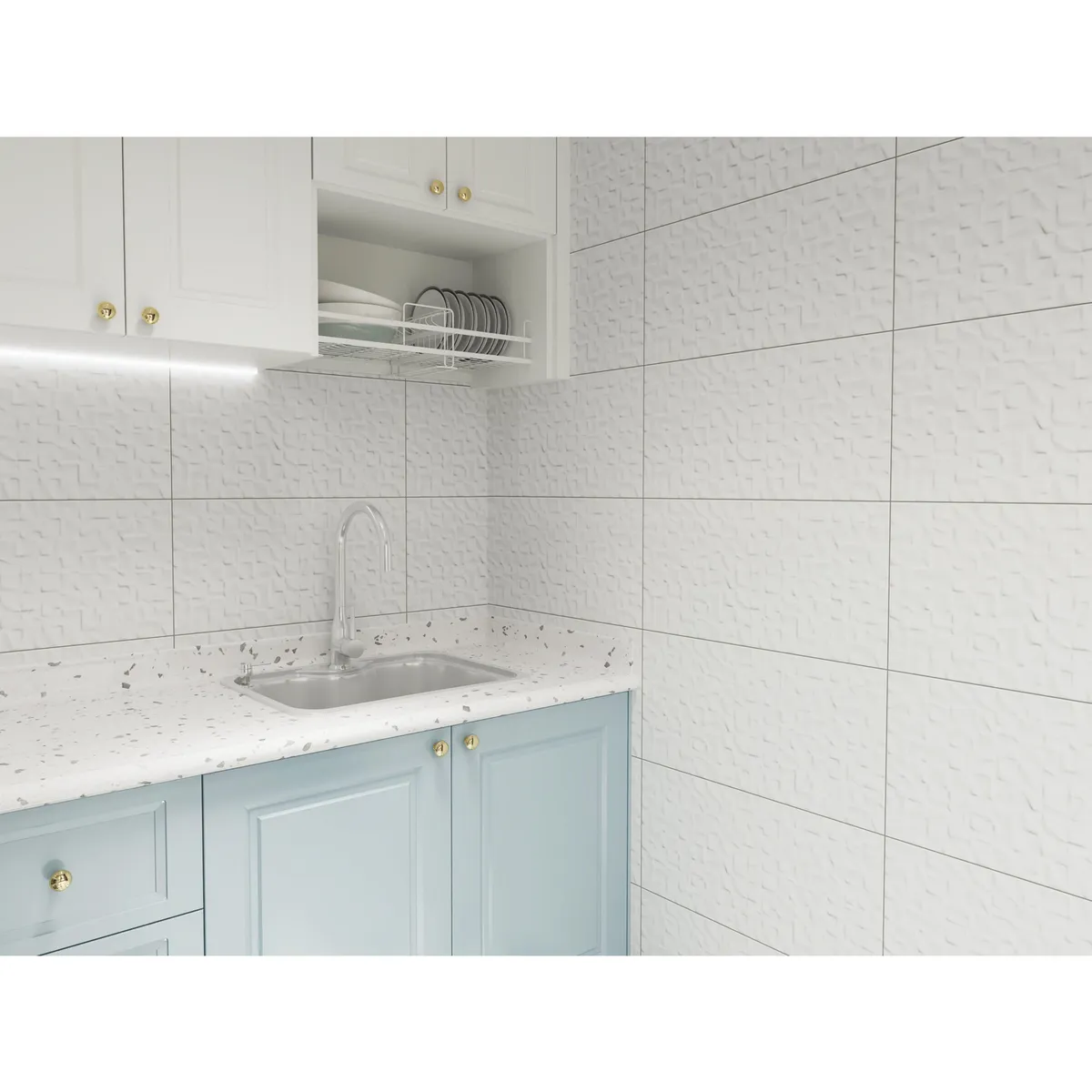HOLZTEK - Cerámica 30x60 cm Quadro Relieve Blanco 1.62 m2