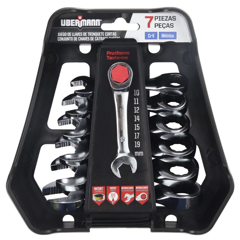 UBERMANN - Set de 7 llaves combinacion Ratchet