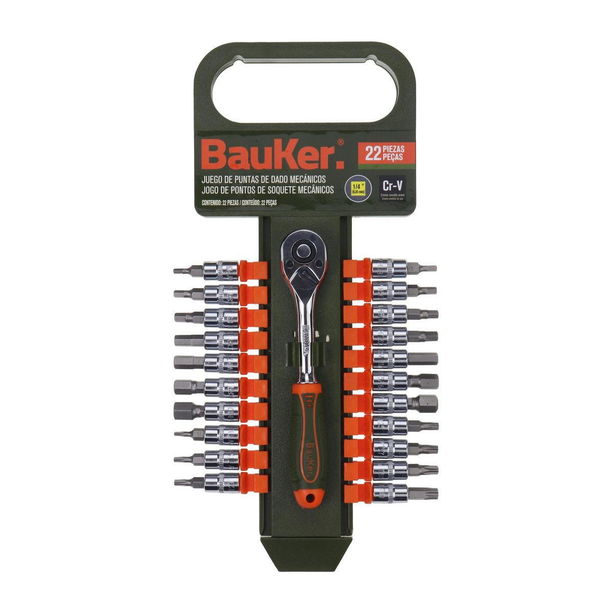 BAUKER - Set De 22 Piezas Ratchet 1/4"
