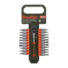 BAUKER - Set De 22 Piezas Ratchet 1/4"