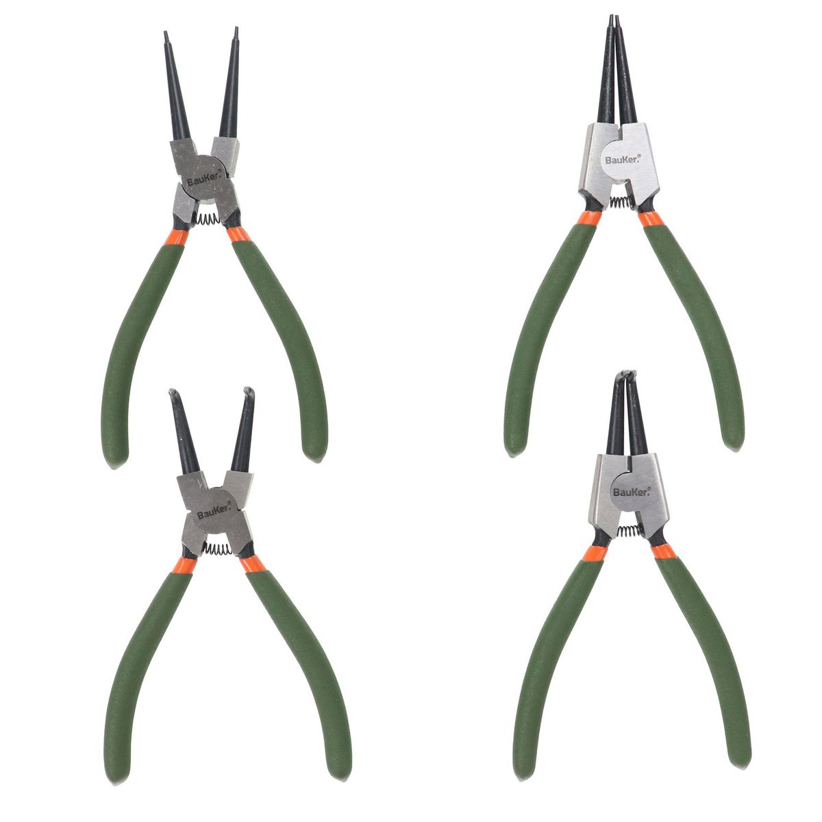 BAUKER - Set de 4 piezas Alicates Punta Retenes