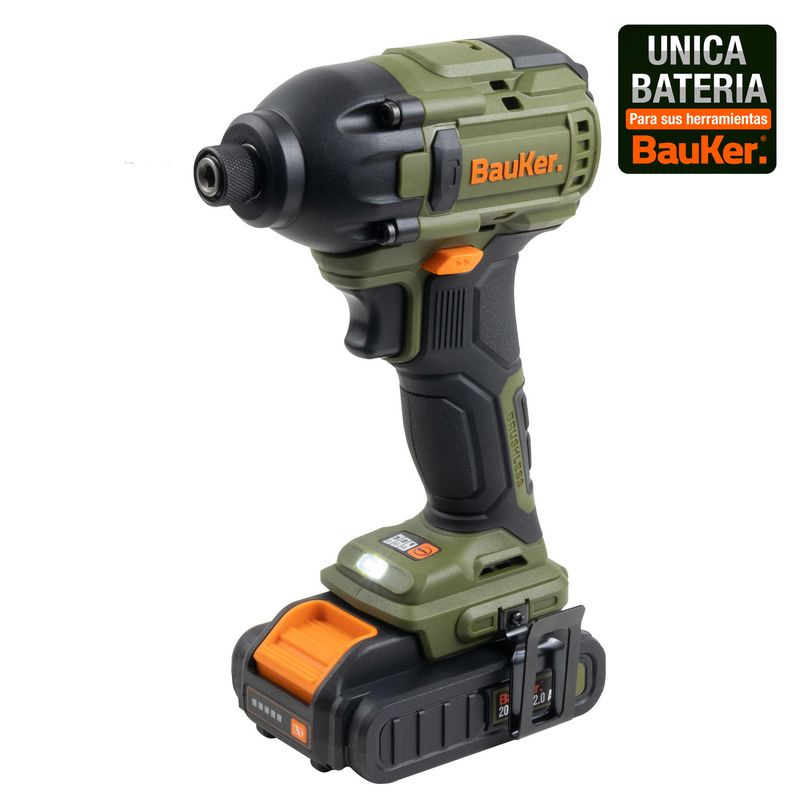 BAUKER - Atornillador Impacto Inalámbrico 20 V Brushless sin Batería