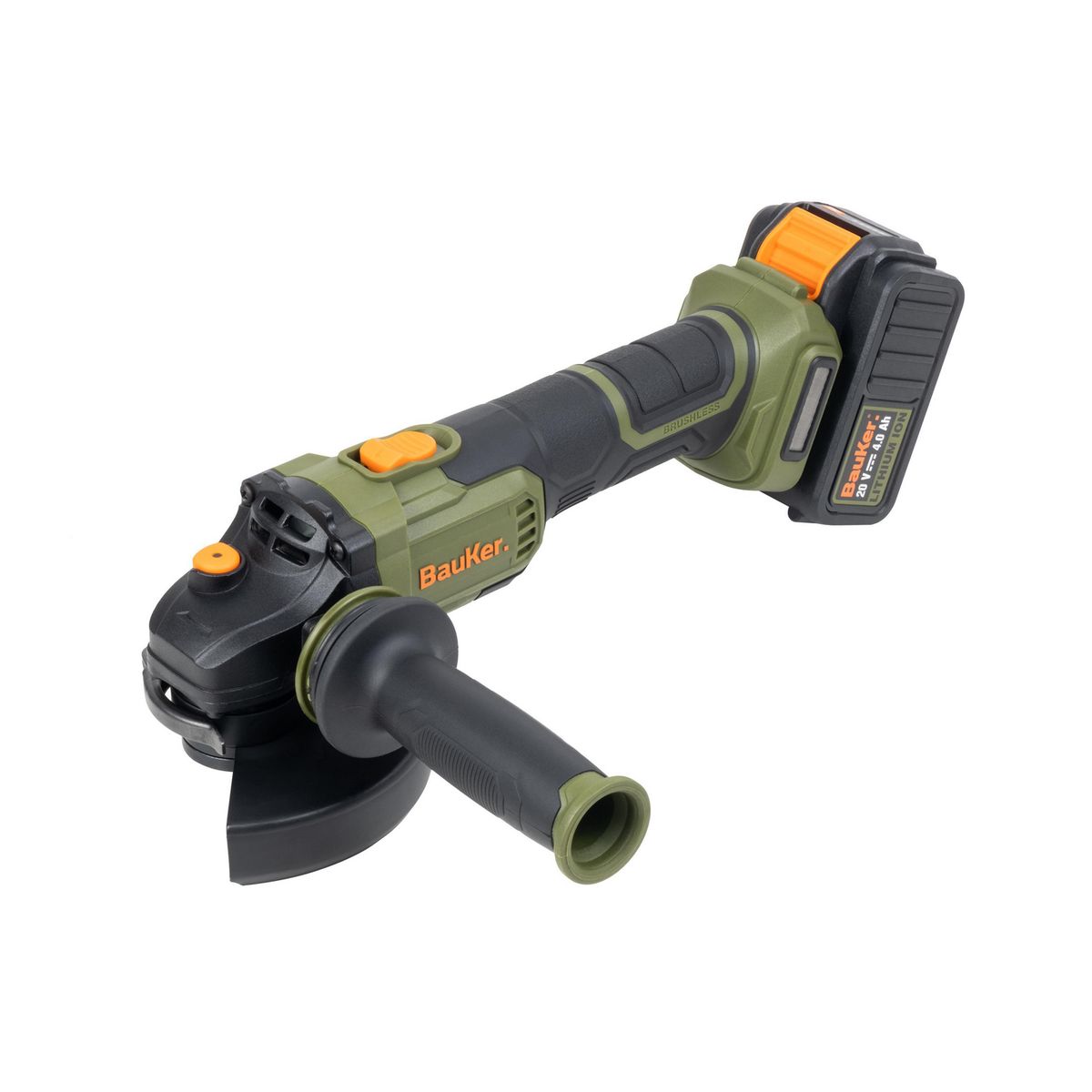 BAUKER - Esmeril 4 1/2"- 5" Inalámbrico 20 V Brushless + 1 Batería 4 AH + 1 Cargador