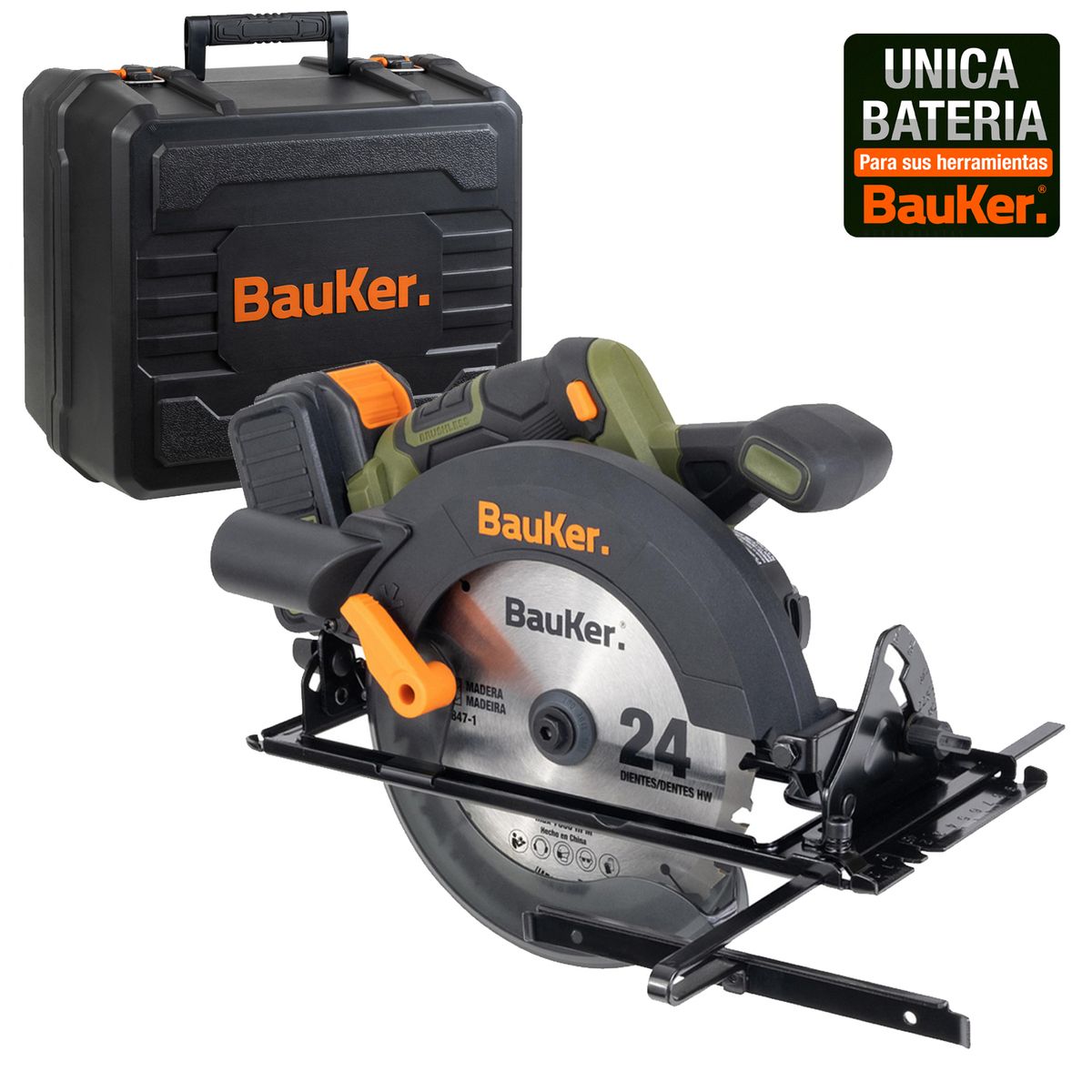 BAUKER - Sierra Circular Inalalámbrico 20V Sin Batería + Caja