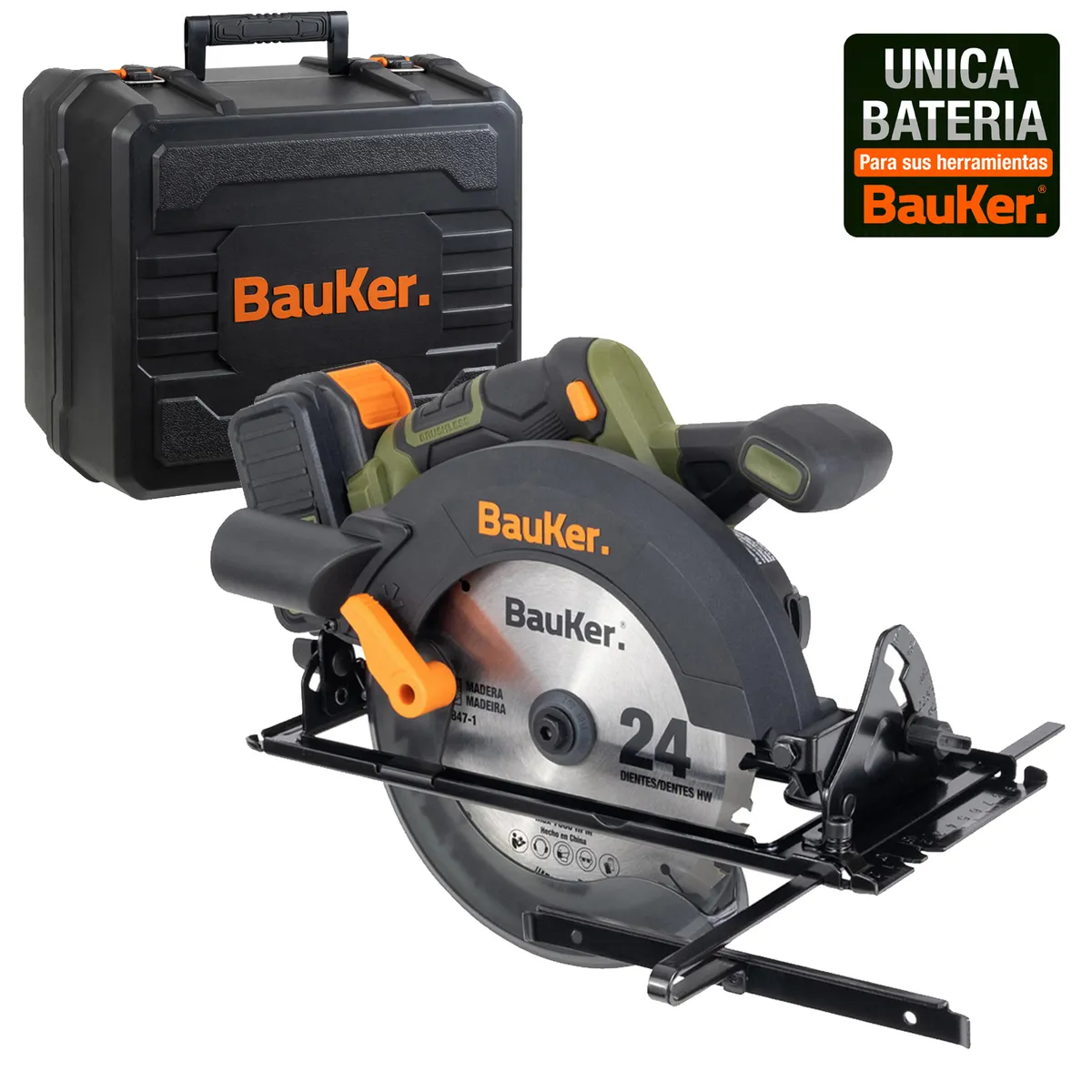 BAUKER - Sierra Circular Inalalámbrico 20V Sin Batería + Caja
