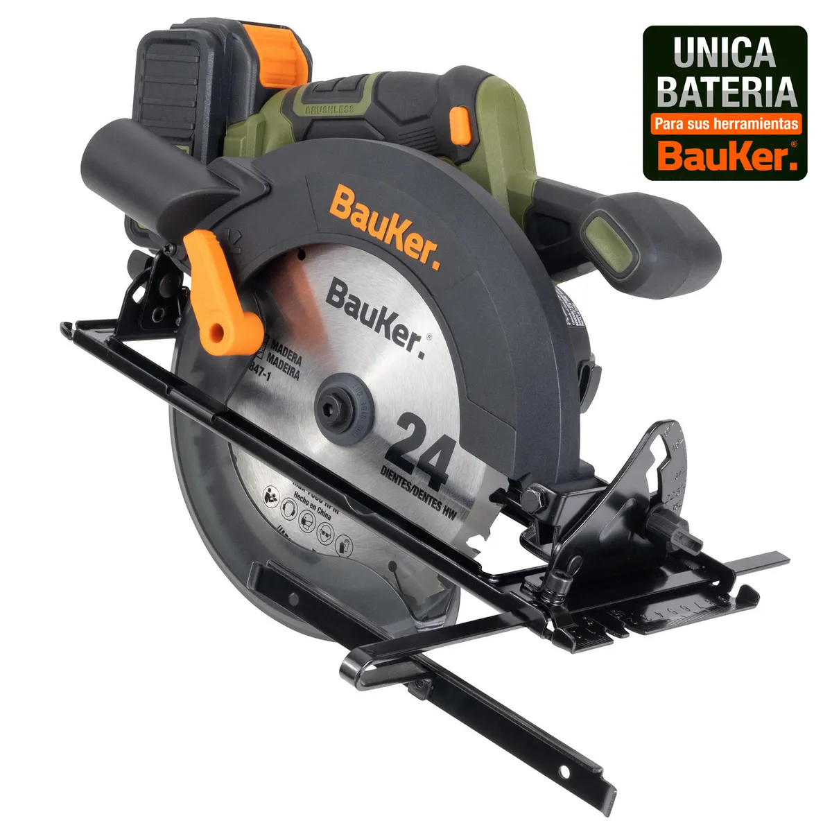 BAUKER - Sierra Circular Inalámbrica 20 V Brushless sin Batería