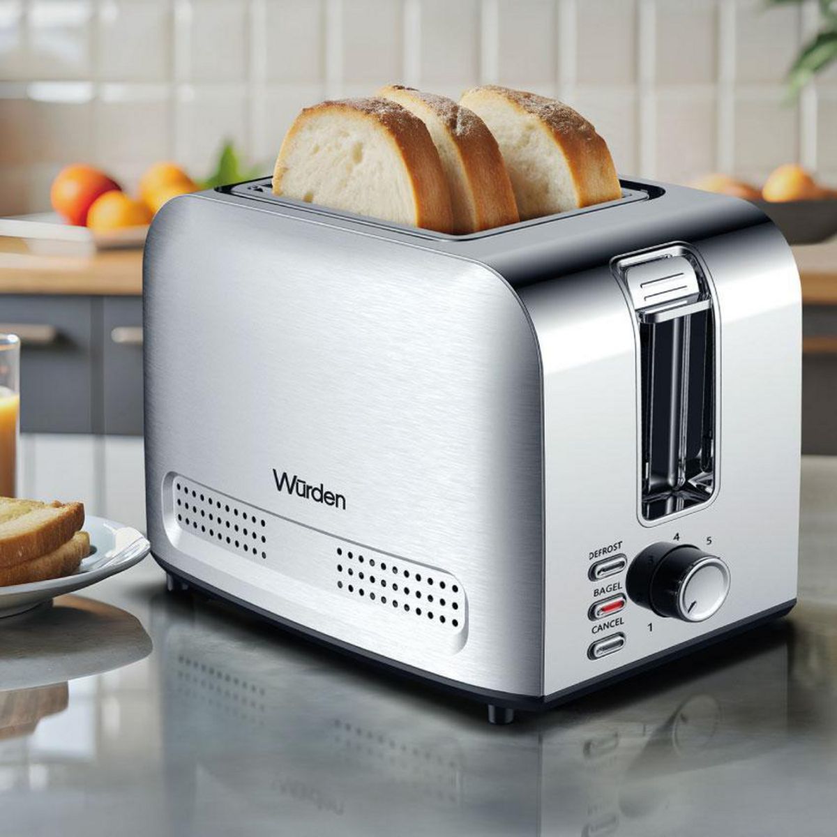 WURDEN - Tostador 2 Rebanadas Plateado WBT-BACKE2