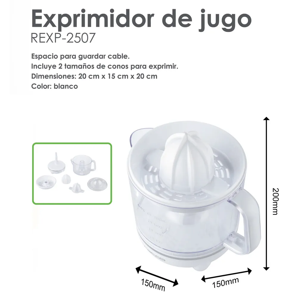 Recco Exprimidor REXP-2507 Blanco, foto 6