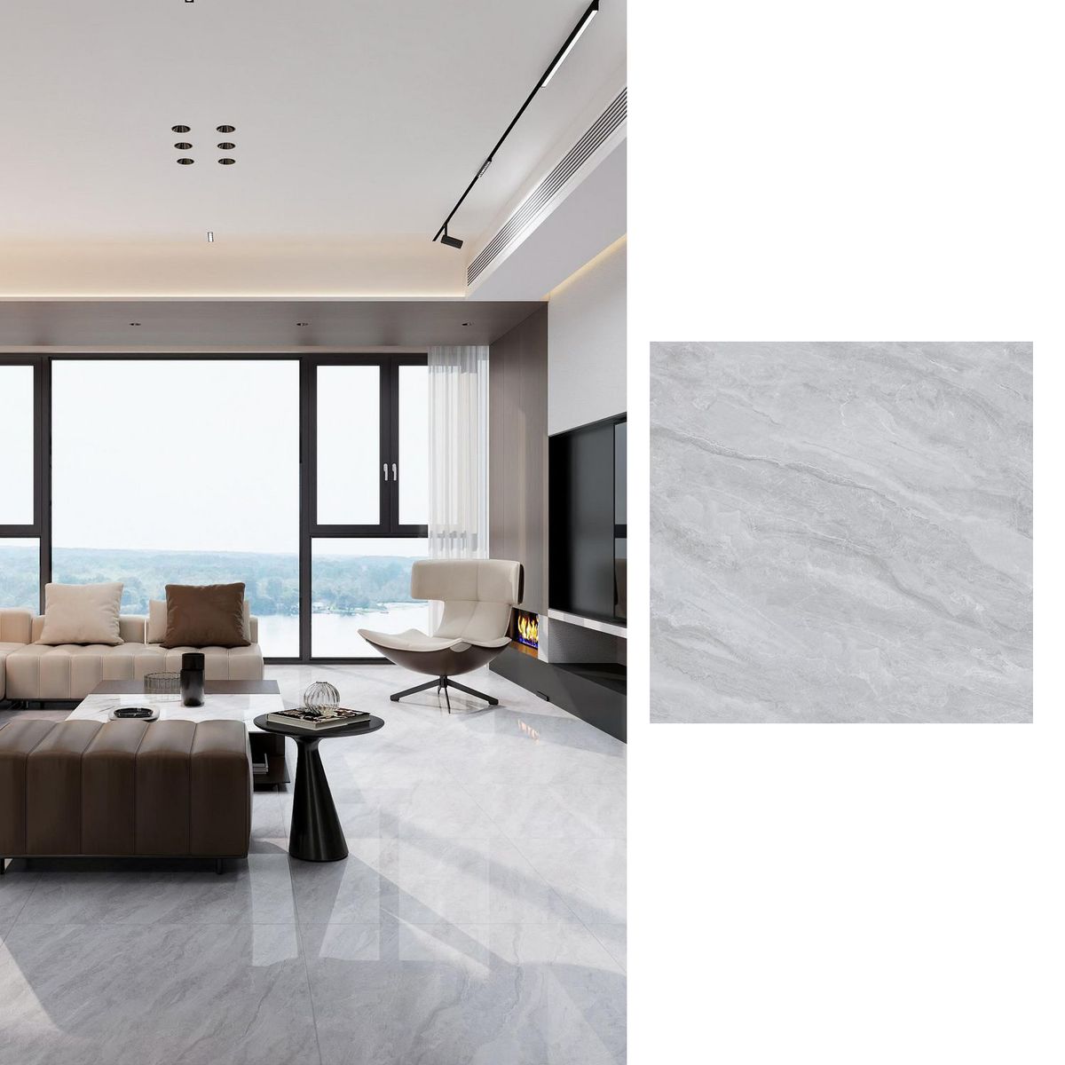 HOLZTEK - Porcelanato 60x60 cm Marmo Veta Gris/Plata 1.44 m2