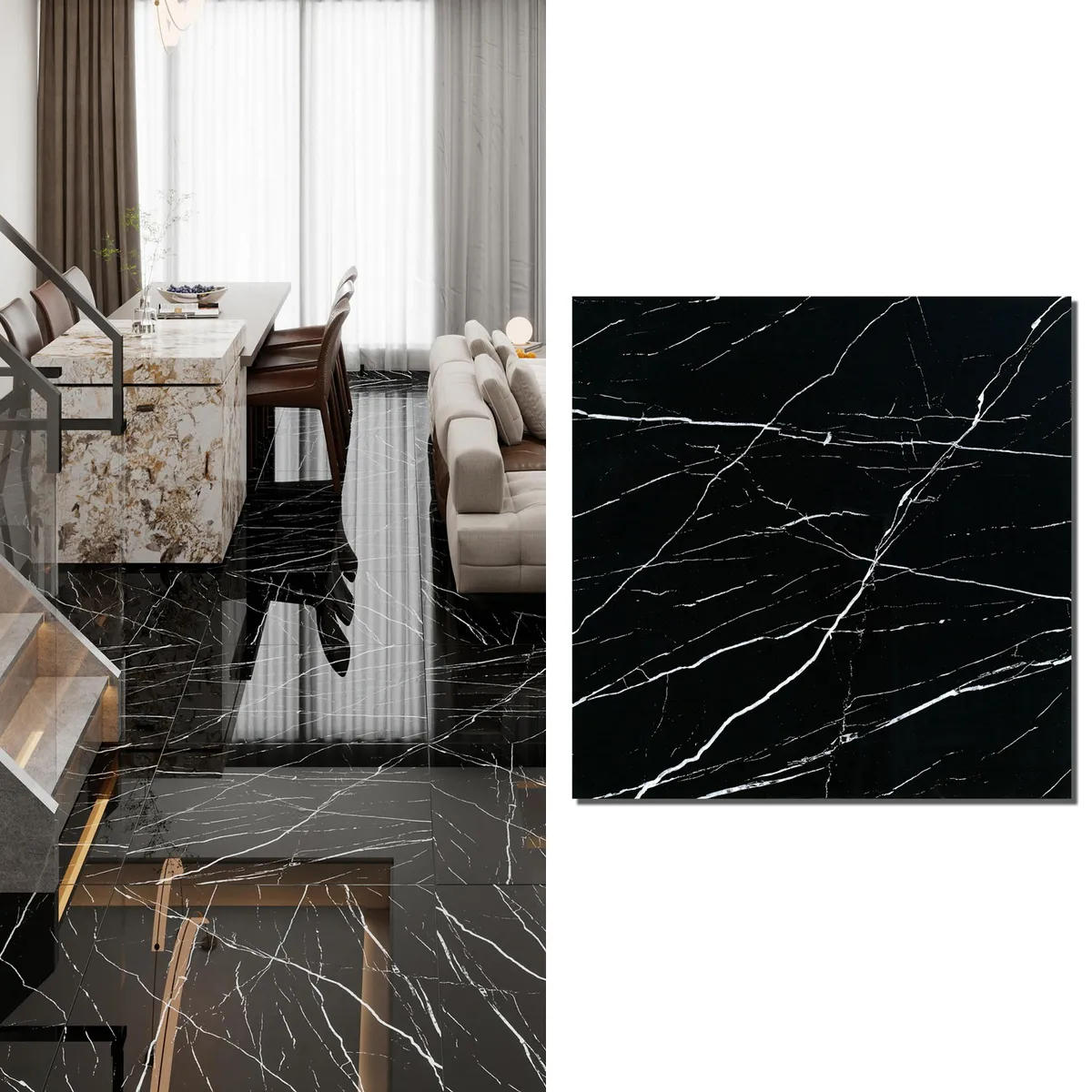 HOLZTEK - Porcelanato 60x60 cm Veta Black Negro 1.44 m2