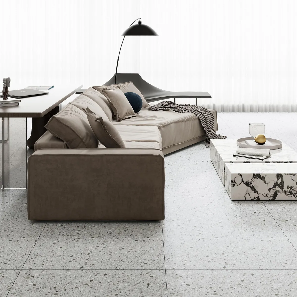 HOLZTEK - Porcelanato 60x60 cm Terrazo Dark Gris Oscuro 1.44 m2