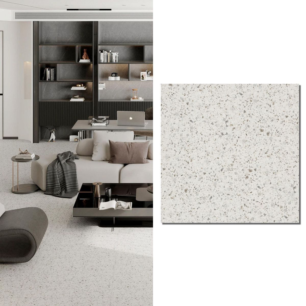 HOLZTEK - Porcelanato 60x60 cm Terrazo White Blanco 1.44 m2