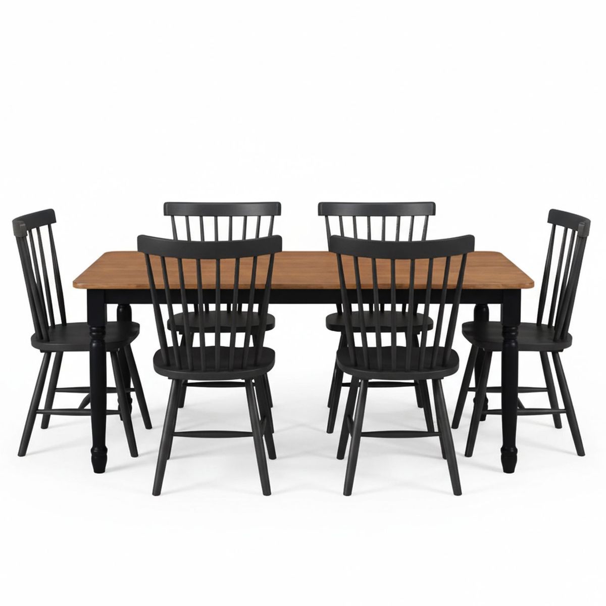 JUST HOME COLLECTION - Juego de comedor Emilia 6 Sillas Mesa Rectangular 150x90x75cm Café
