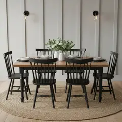 JUST HOME COLLECTION - Juego de comedor Emilia 6 Sillas Mesa Rectangular 150x90x75cm Café