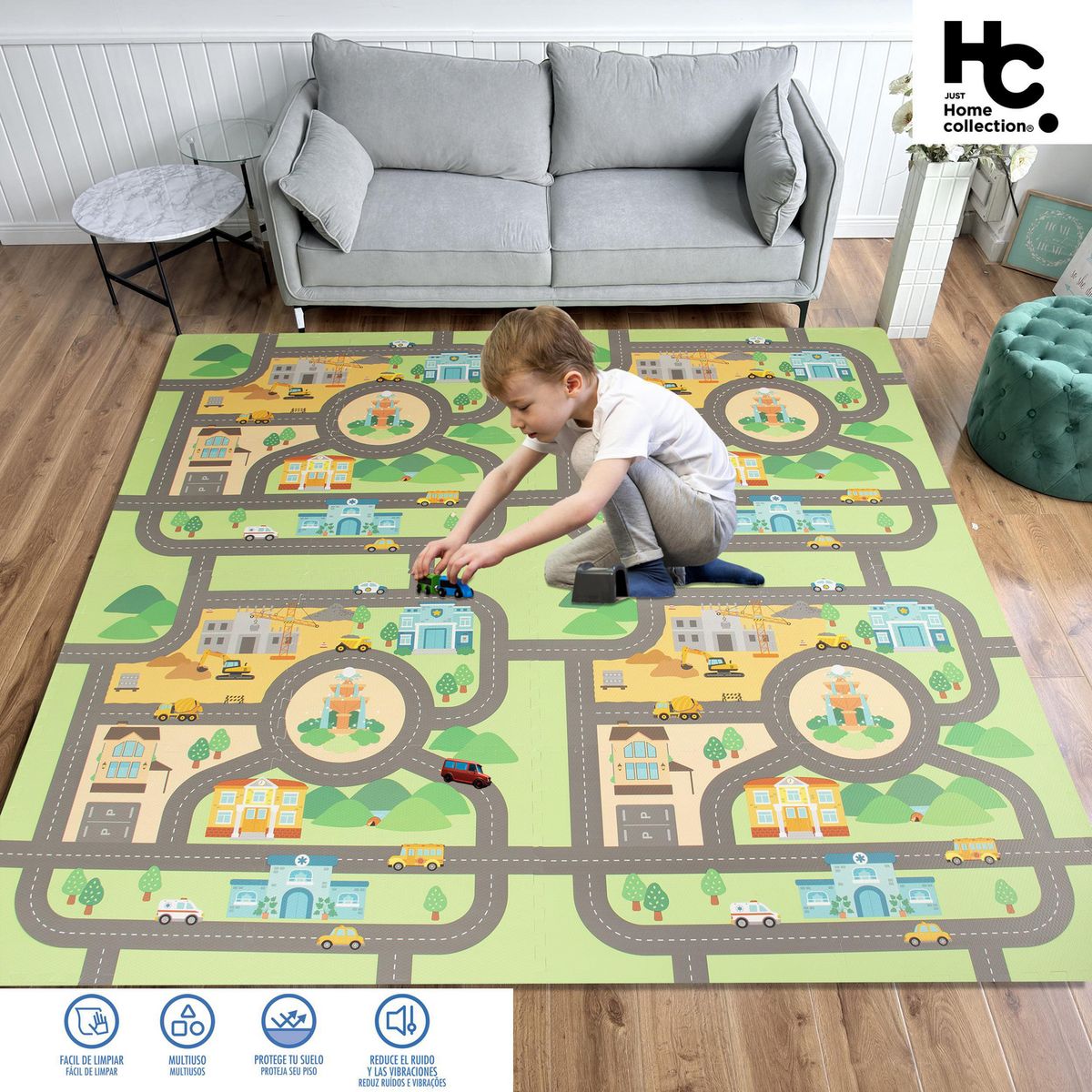 JUST HOME COLLECTION - Alfombra Puzzle 120x120 cm Polietileno Multicolor
