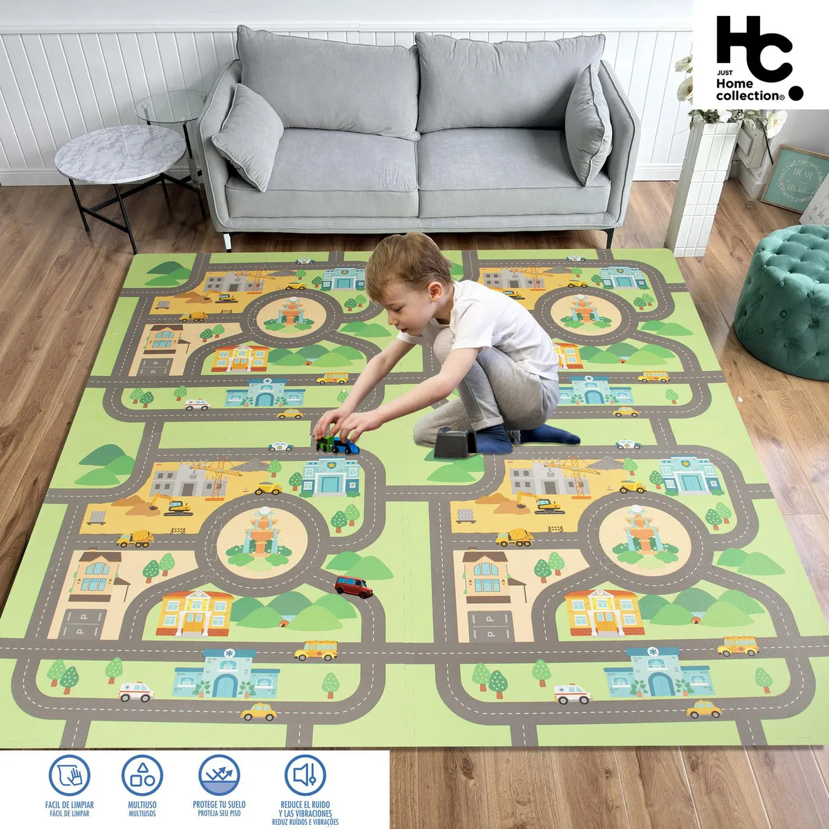 JUST HOME COLLECTION - Alfombra Puzzle 120x120 cm Polietileno Multicolor