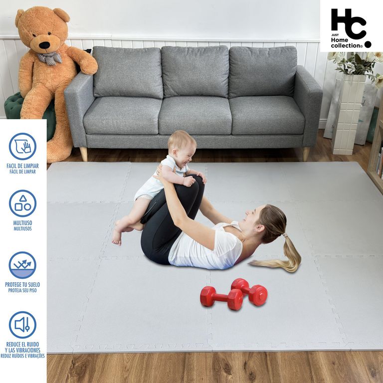 Alfombra Puzzle 60x60 cm Polietileno Gris