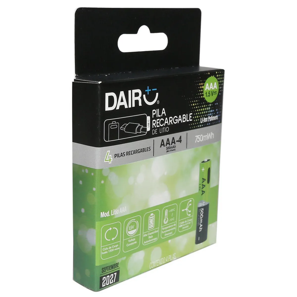 Pila recargable vía USB-C AAAx4, marca DAIRU - Foto 2