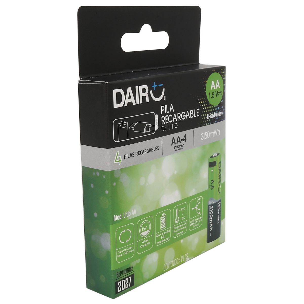 DAIRU - Pila recargable vía USB-C AAx4