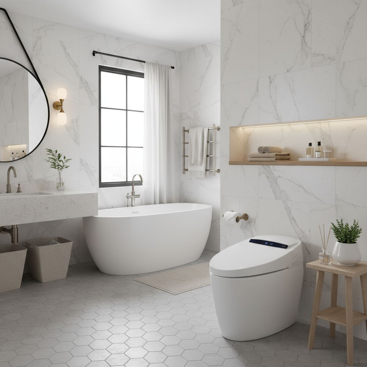 SENSI DACQUA - Sanitario Inteligente One piece a Piso 30,5 cm 6 Litros Smartone Blanco