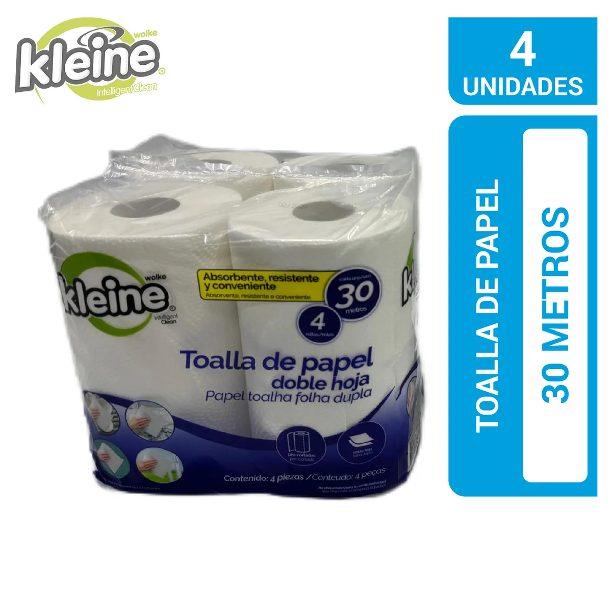 KLEINE WOLKE - Toalla Cocina Kleine Wolke Doble Hoja 30 metros Pack 4 Unidades