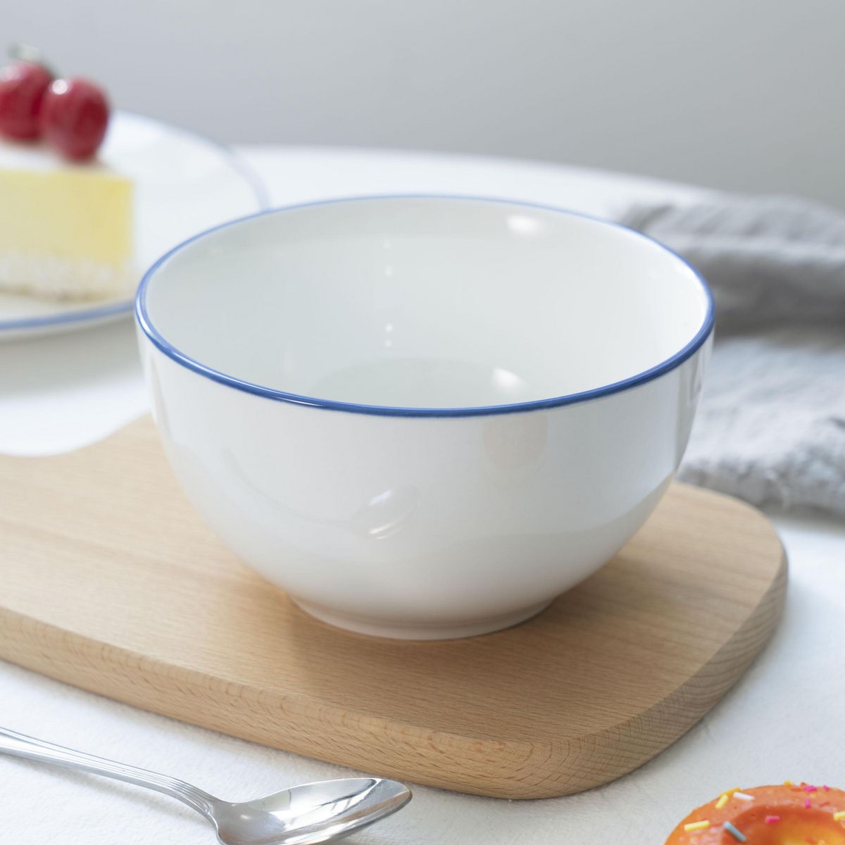 JUST HOME COLLECTION - Bowl 720 ml blanco Ring azul Juega