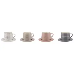 JUST HOME COLLECTION - Taza 320 ml + platillo colores surtidos