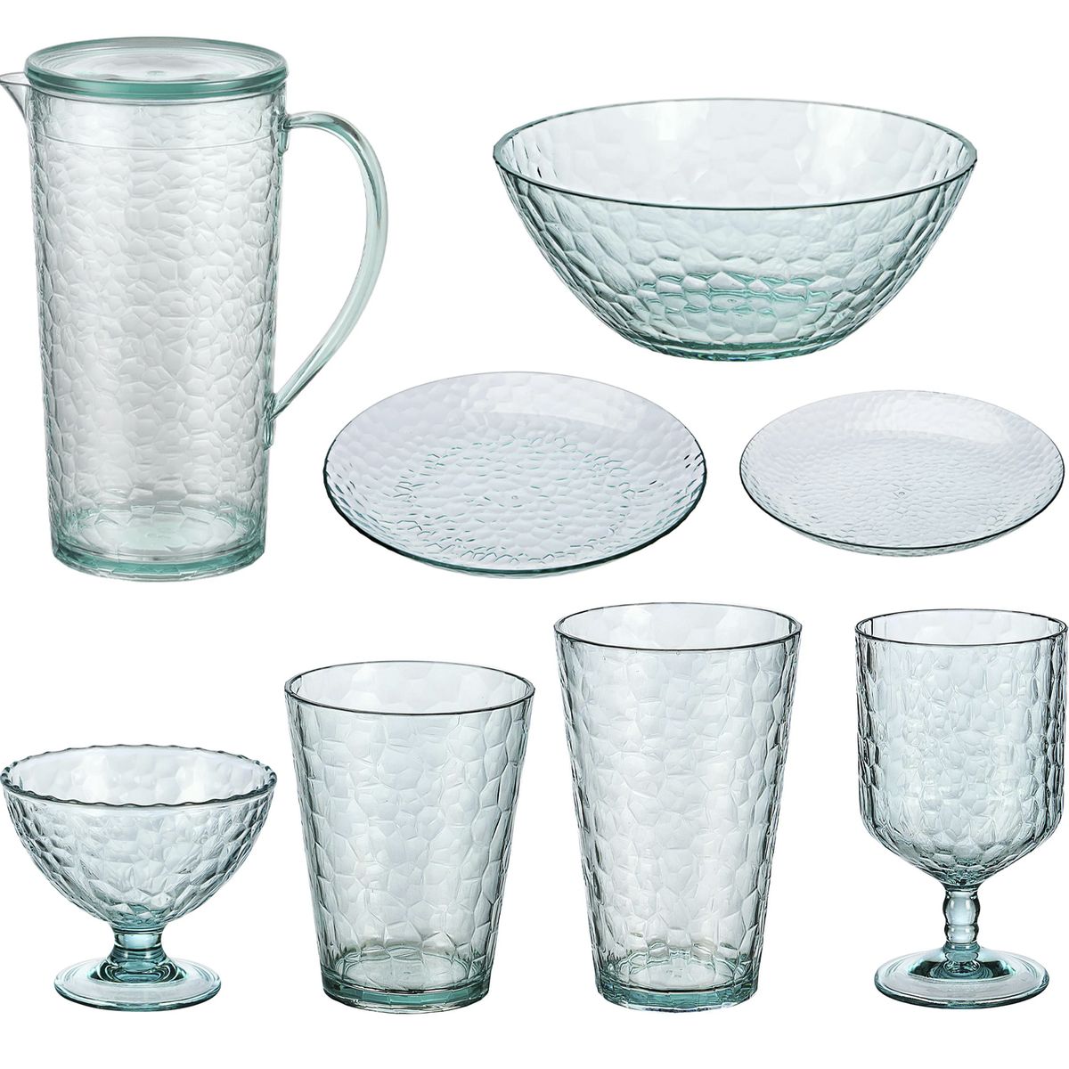 Combo Juego Acrilico 22 piezas 4 personas Vaso Copa Platos y Bowls, marca  - Foto Principal