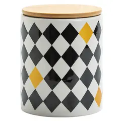 JUST HOME COLLECTION - Frasco tapa bambu blanco negro 600 ml