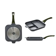 JUST HOME COLLECTION - Sartén Antiadherente 3 Divisiones 26 cm Aluminio Gris/Mármol