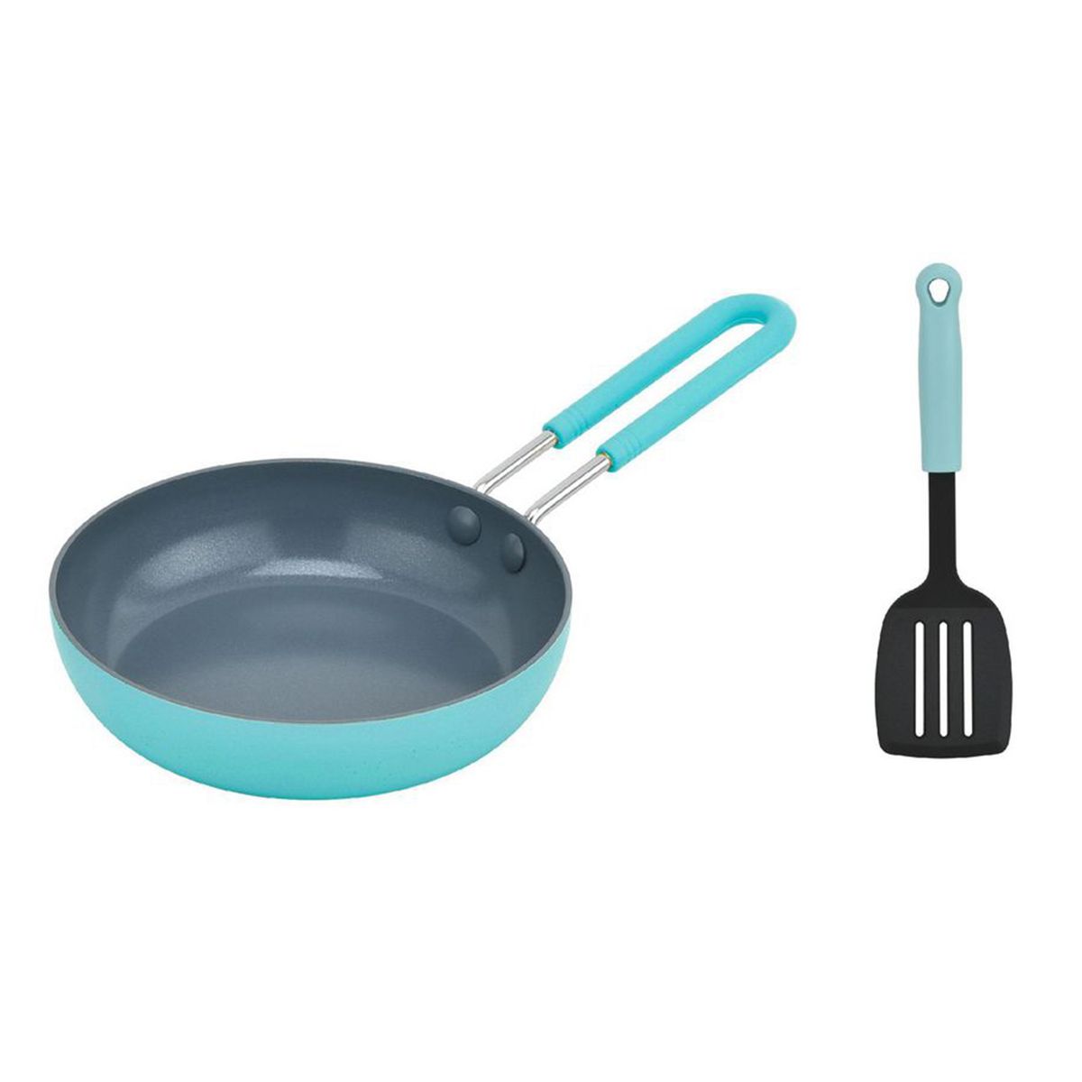 JUST HOME COLLECTION - Sartén Antiadherente 14 cm + Espátula 14 cm Colores Surtidos Rosa/celeste/amarillo