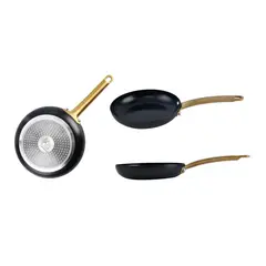 JUST HOME COLLECTION - Sartén 20 cm Inducción 20 cm Cerámica Negro/Dorado