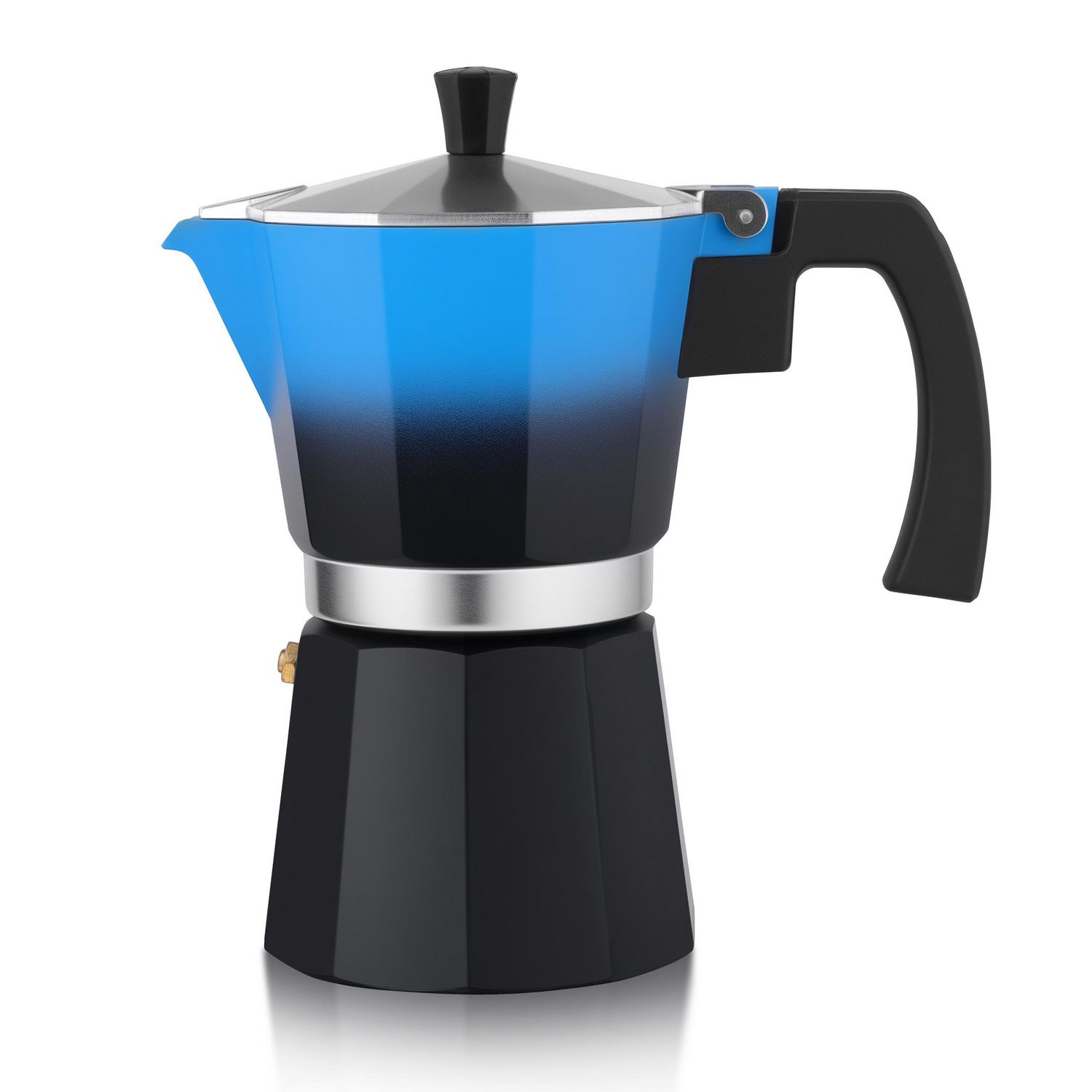 moka❀ JUST HOME COLLECTION Cafetera Moka 6 Tazas Aluminio Azul/negro