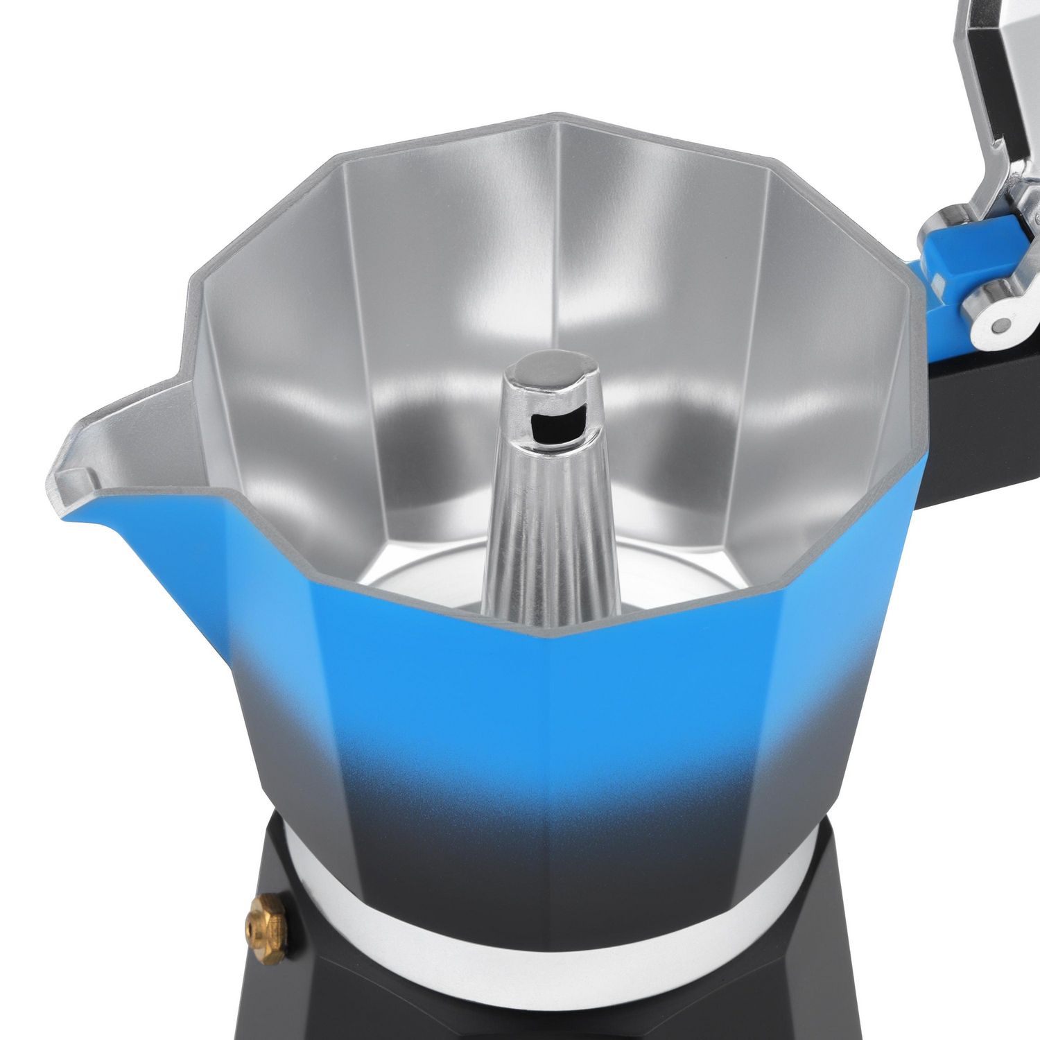 JUST HOME COLLECTION Cafetera Moka 6 Tazas Aluminio Azul/negro