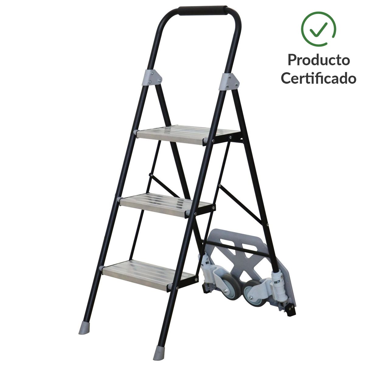BAUKER - Escalera carro 2 en 1 De tijera Aluminio 115 cm 3 Peldaños