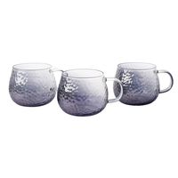 Set 3 Mug 443 ml Vidrio Martillado Gris