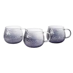 JUST HOME COLLECTION - Set 3 Mug 443 ml Vidrio Martillado Gris