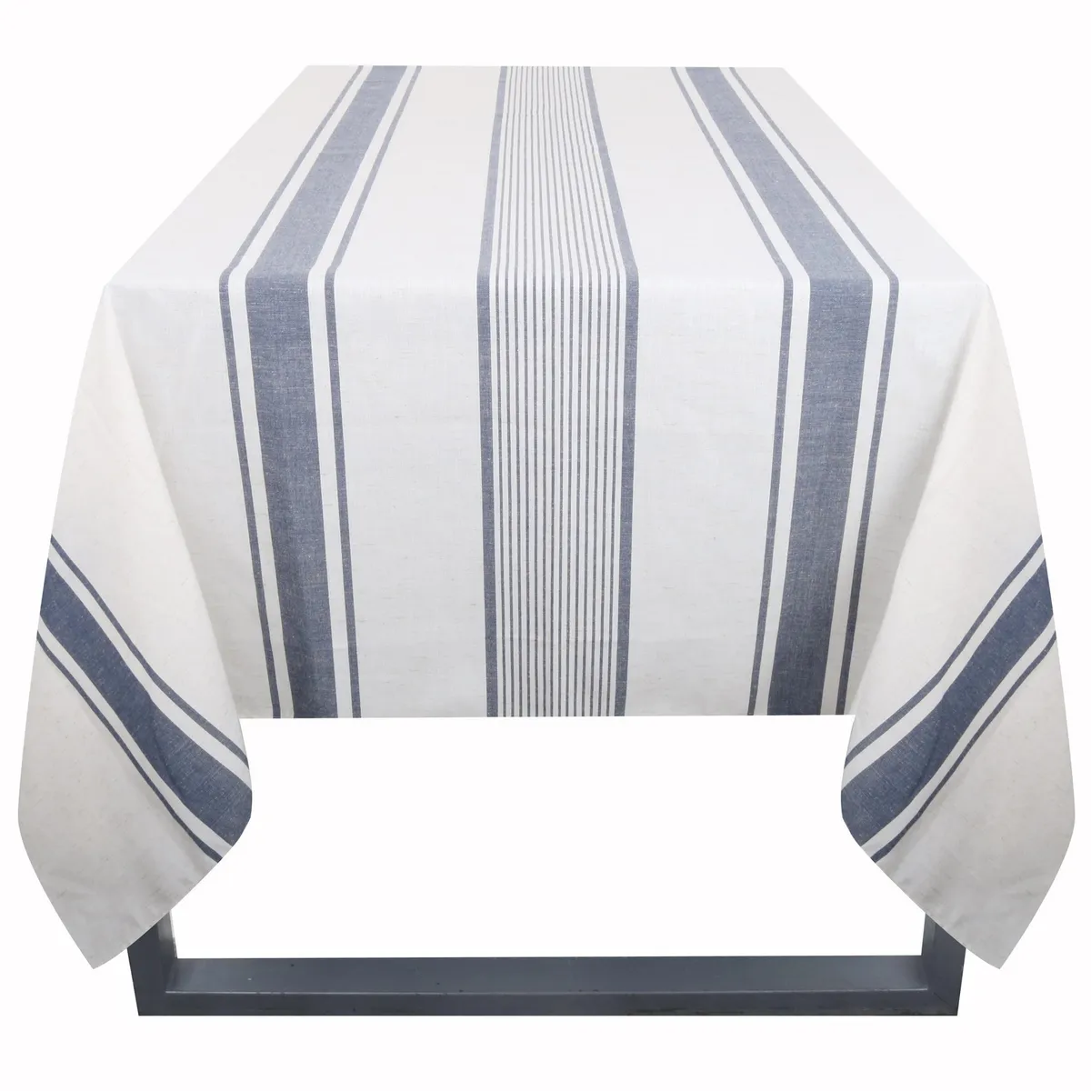 JUST HOME COLLECTION - Mantel Cuadrada 180x180 cm Raya Blanco/azul