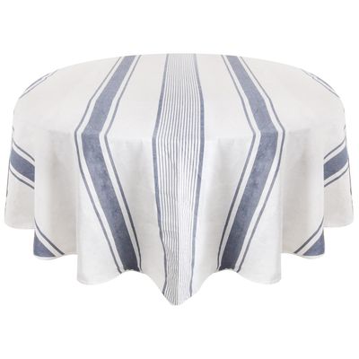 Imagen 2 del producto Mantel Redonda 180x180 cm Raya Blanco/azul